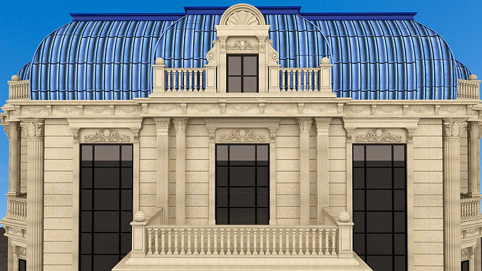 Classic Mansion Villa 01 Low-poly 3D model 7