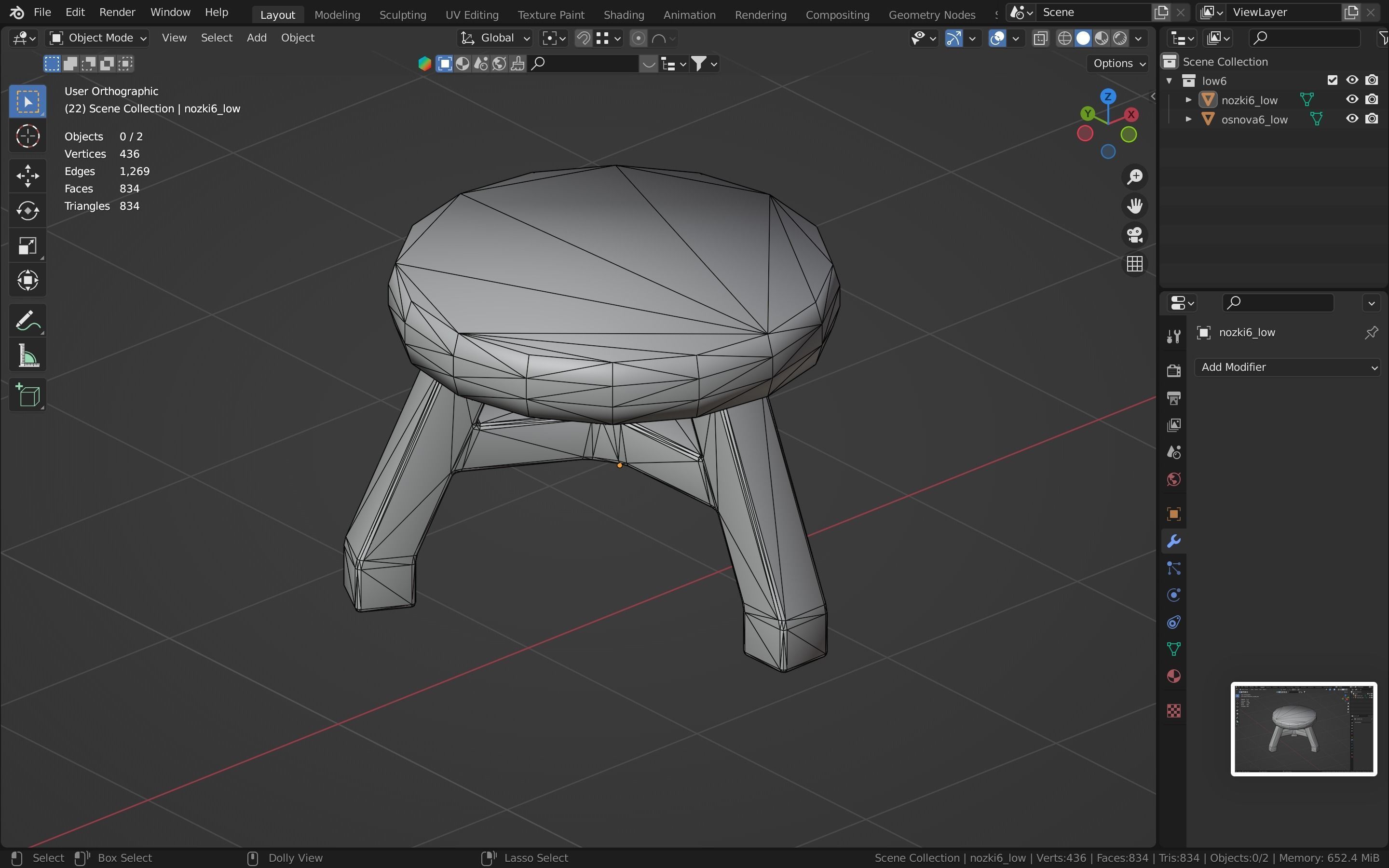Stool stylized fantasy Low-poly 3D model_22
