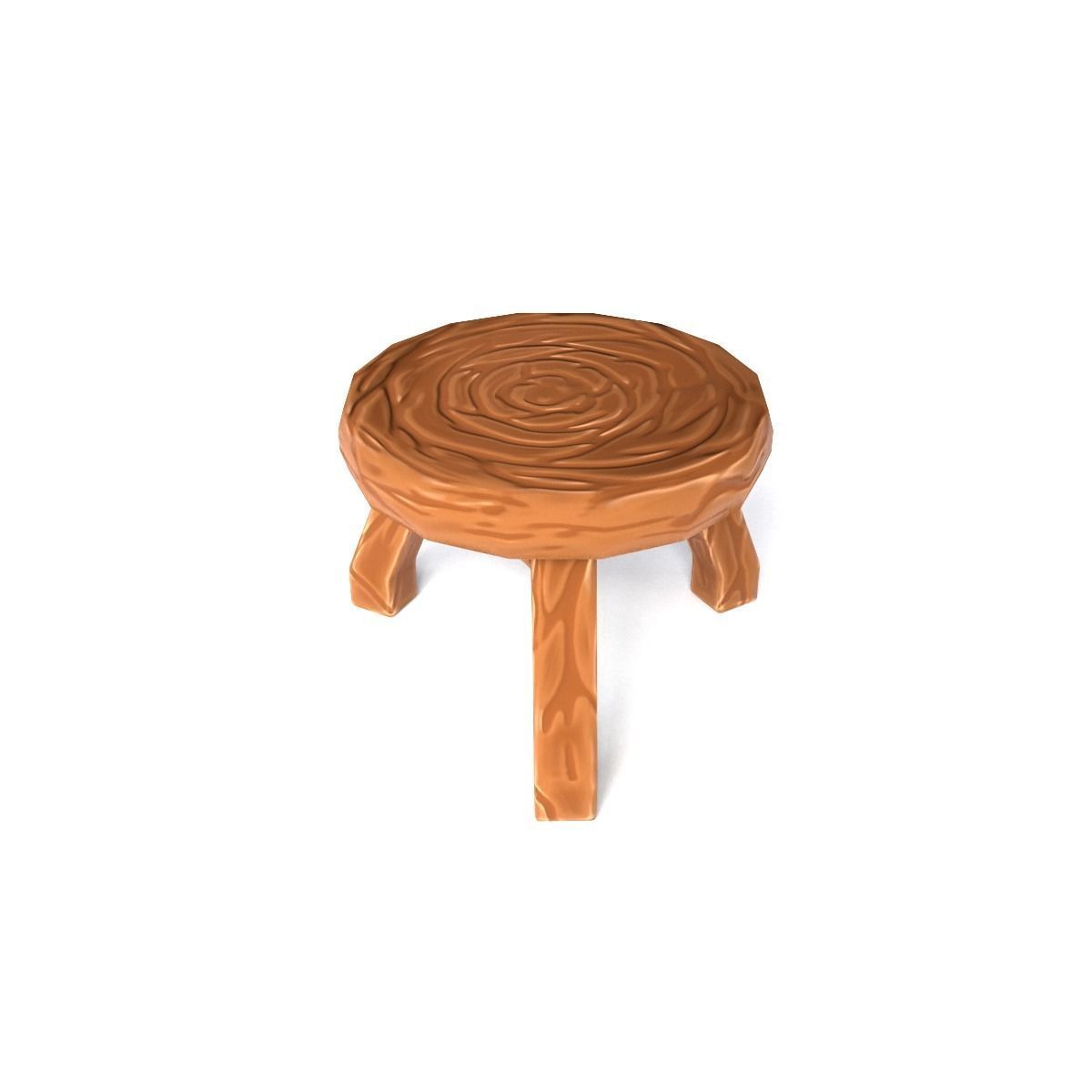 Stool stylized fantasy Low-poly 3D model_4