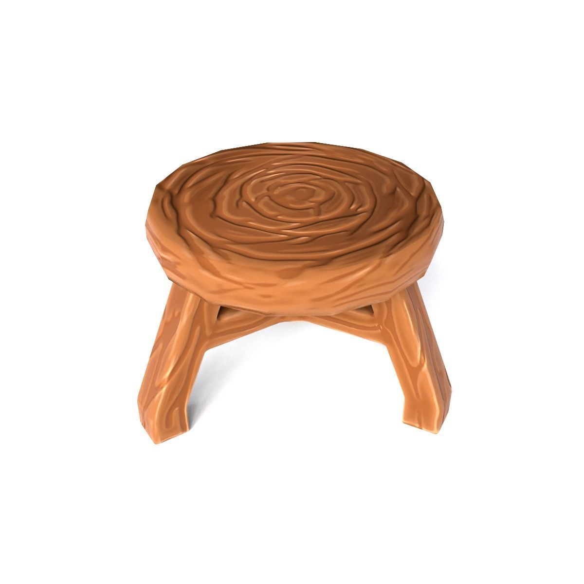 Stool stylized fantasy Low-poly 3D model_7