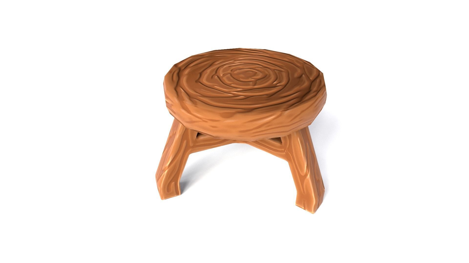 Stool stylized fantasy Low-poly 3D model_3