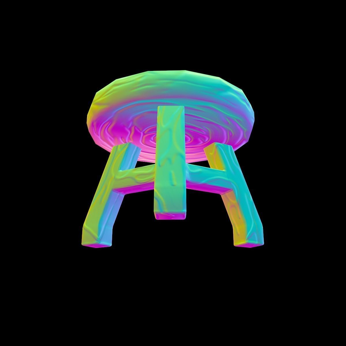 Stool stylized fantasy Low-poly 3D model_18