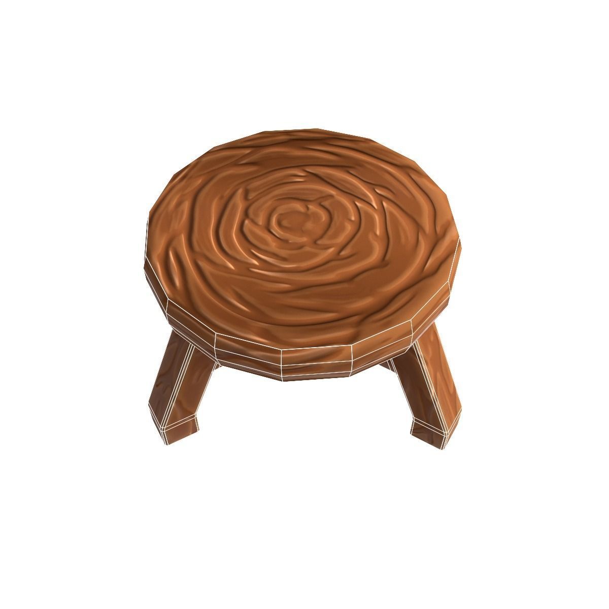 Stool stylized fantasy Low-poly 3D model_11