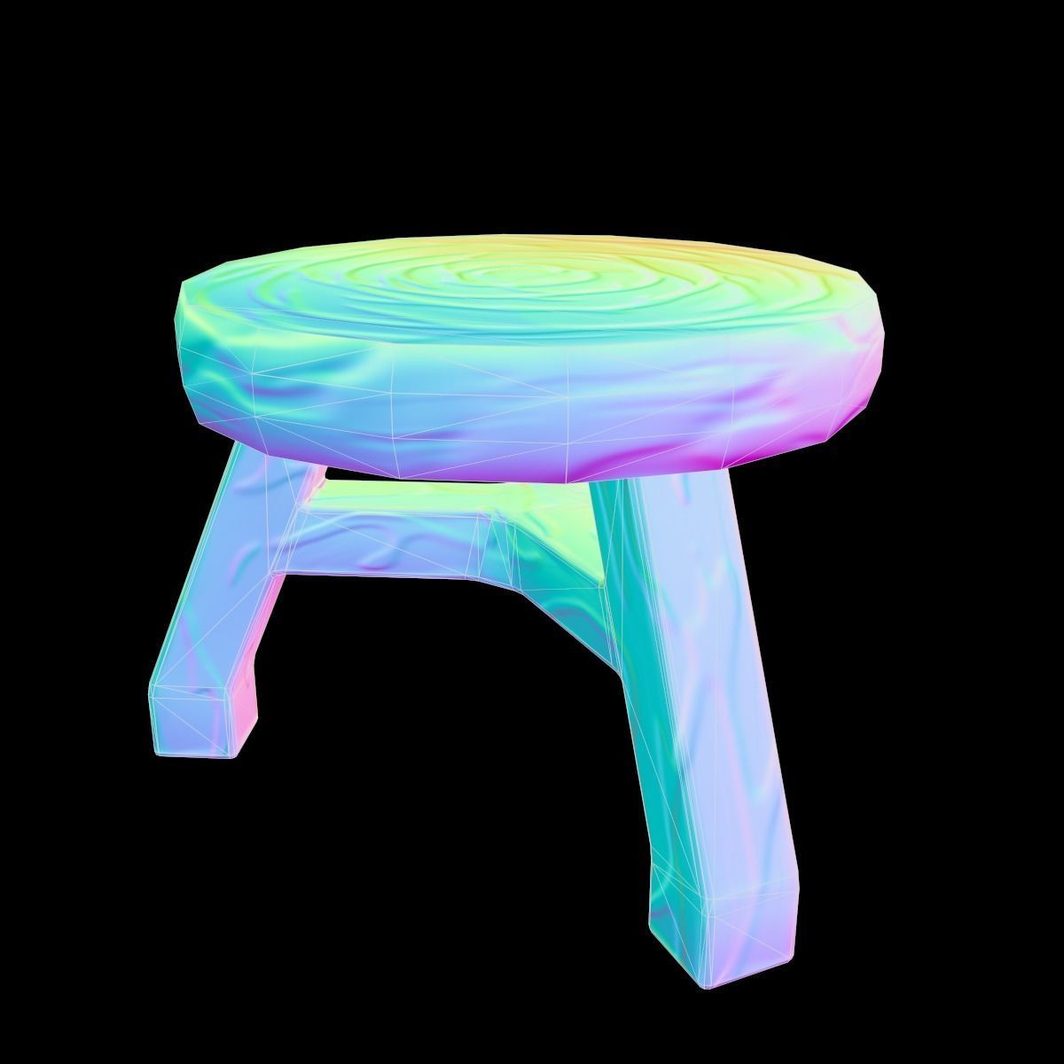 Stool stylized fantasy Low-poly 3D model_17