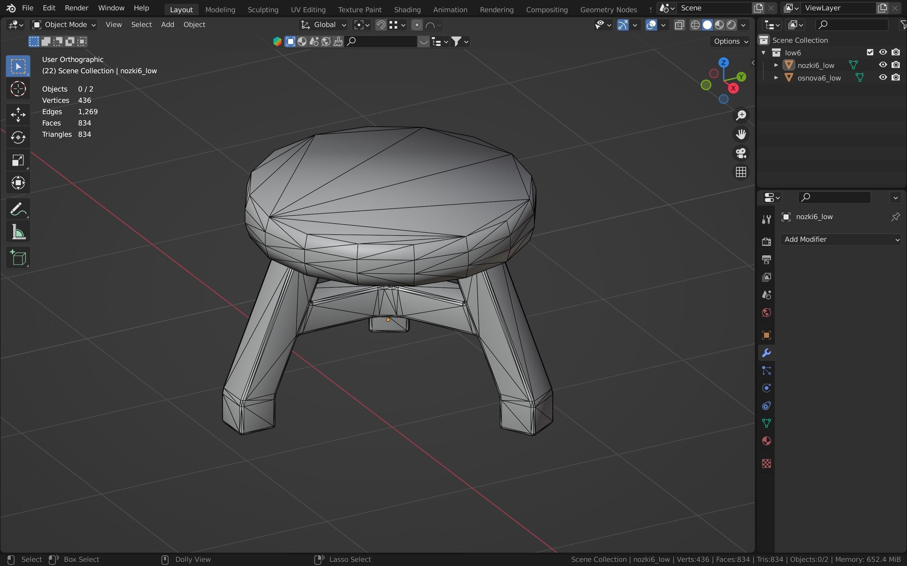 Stool stylized fantasy Low-poly 3D model_21