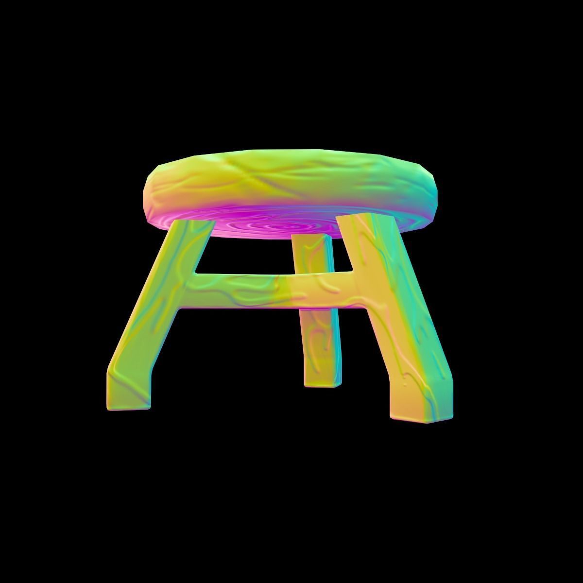 Stool stylized fantasy Low-poly 3D model_20