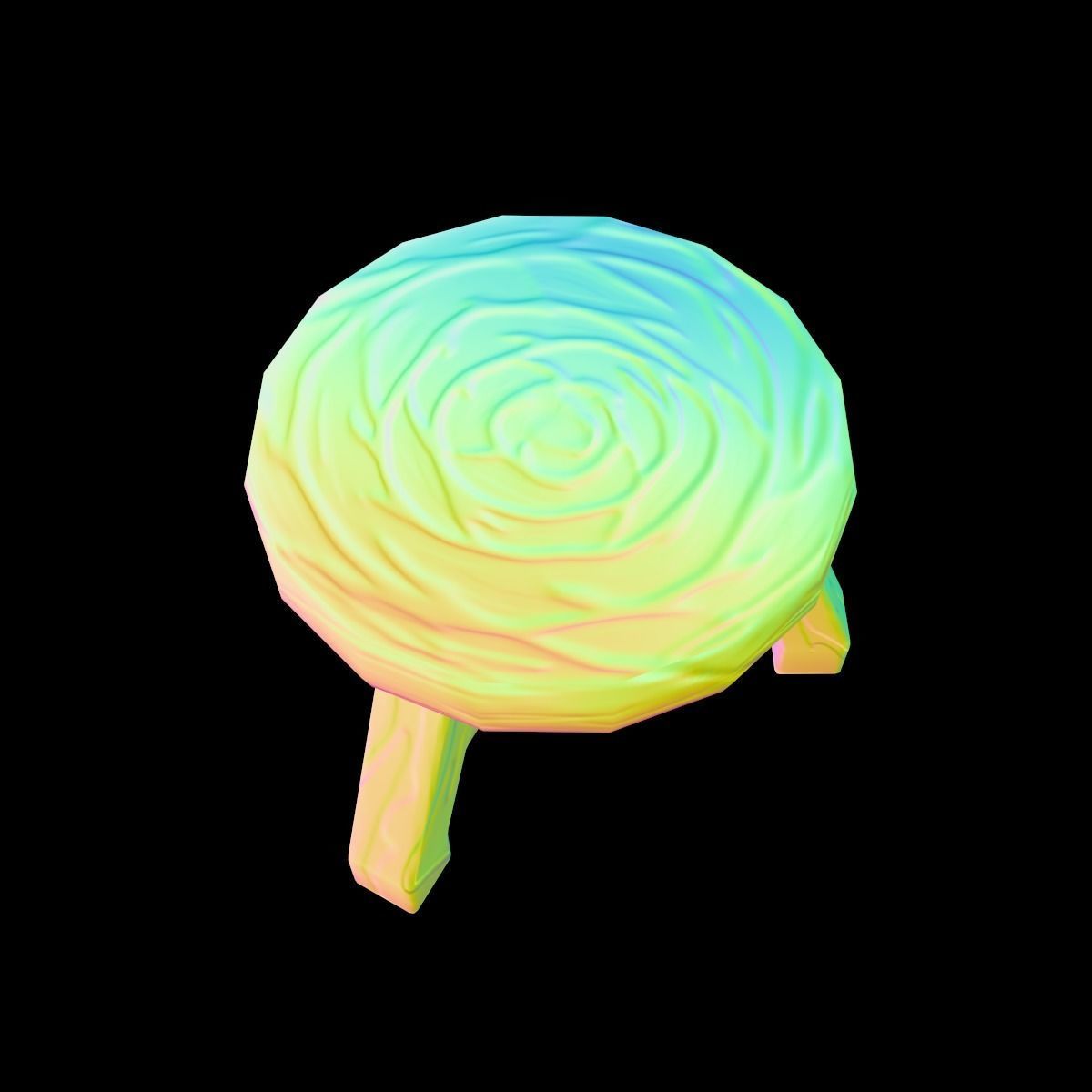 Stool stylized fantasy Low-poly 3D model_19