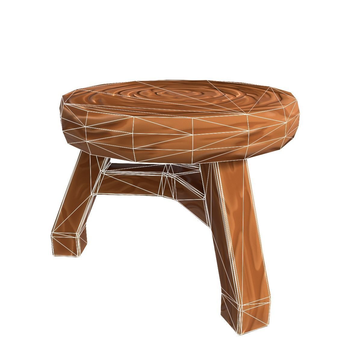 Stool stylized fantasy Low-poly 3D model_16