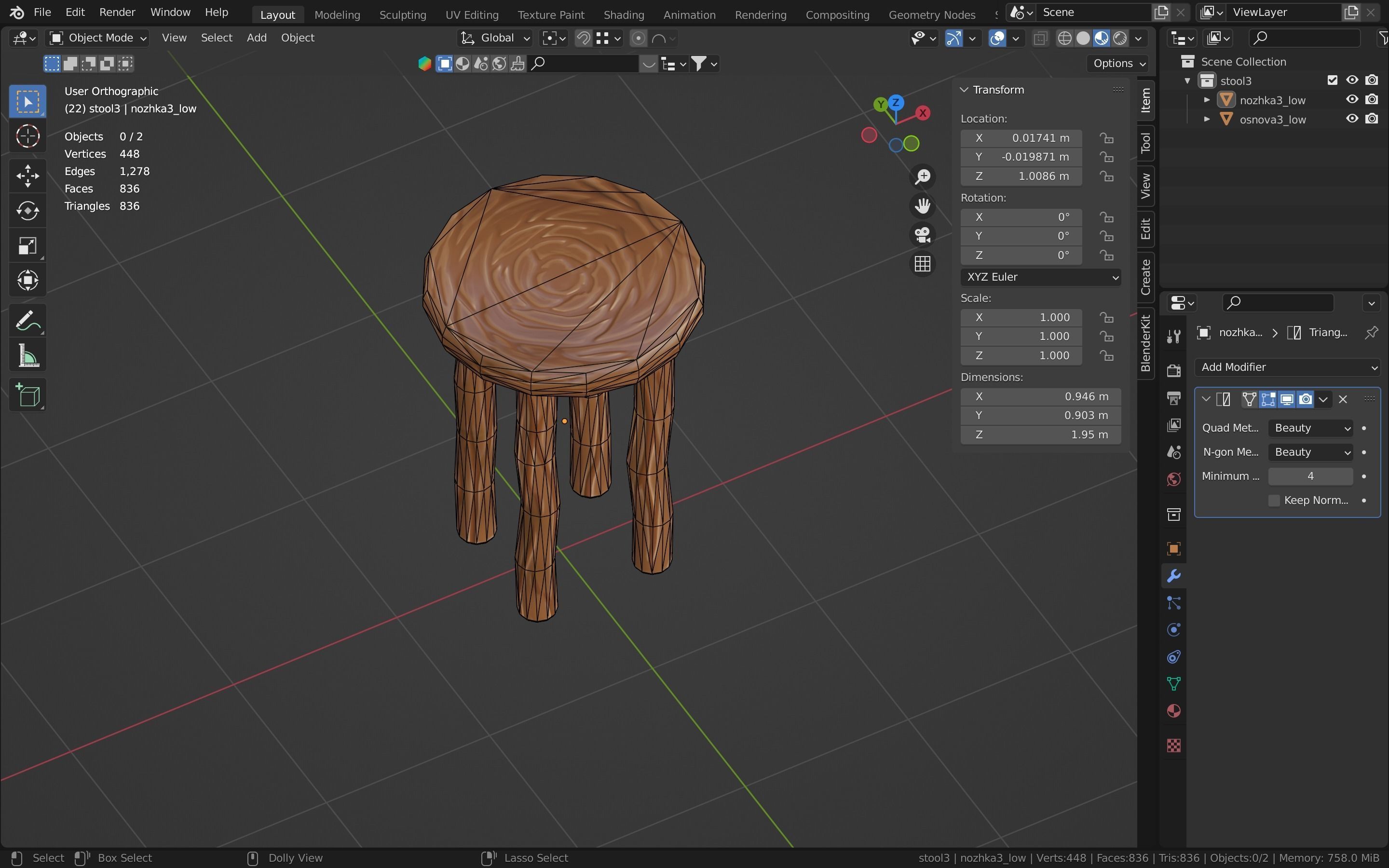 Bar-stool stylized fantasy Low-poly 3D model_20
