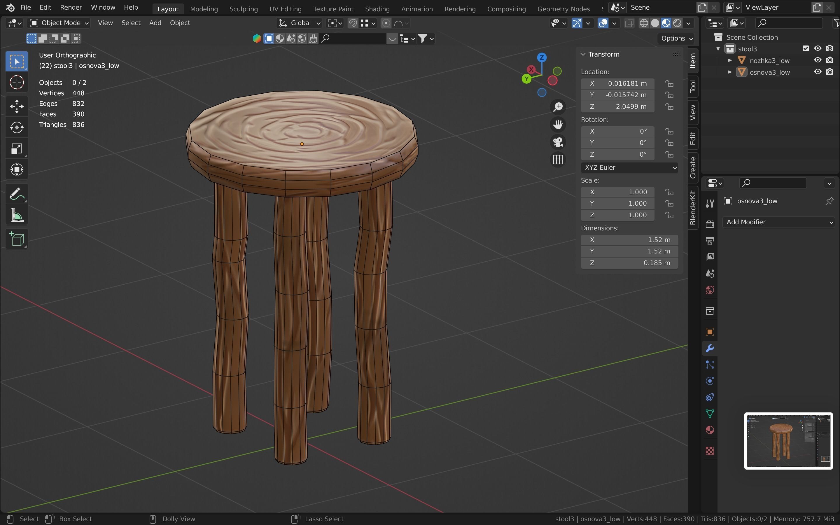 Bar-stool stylized fantasy Low-poly 3D model_18
