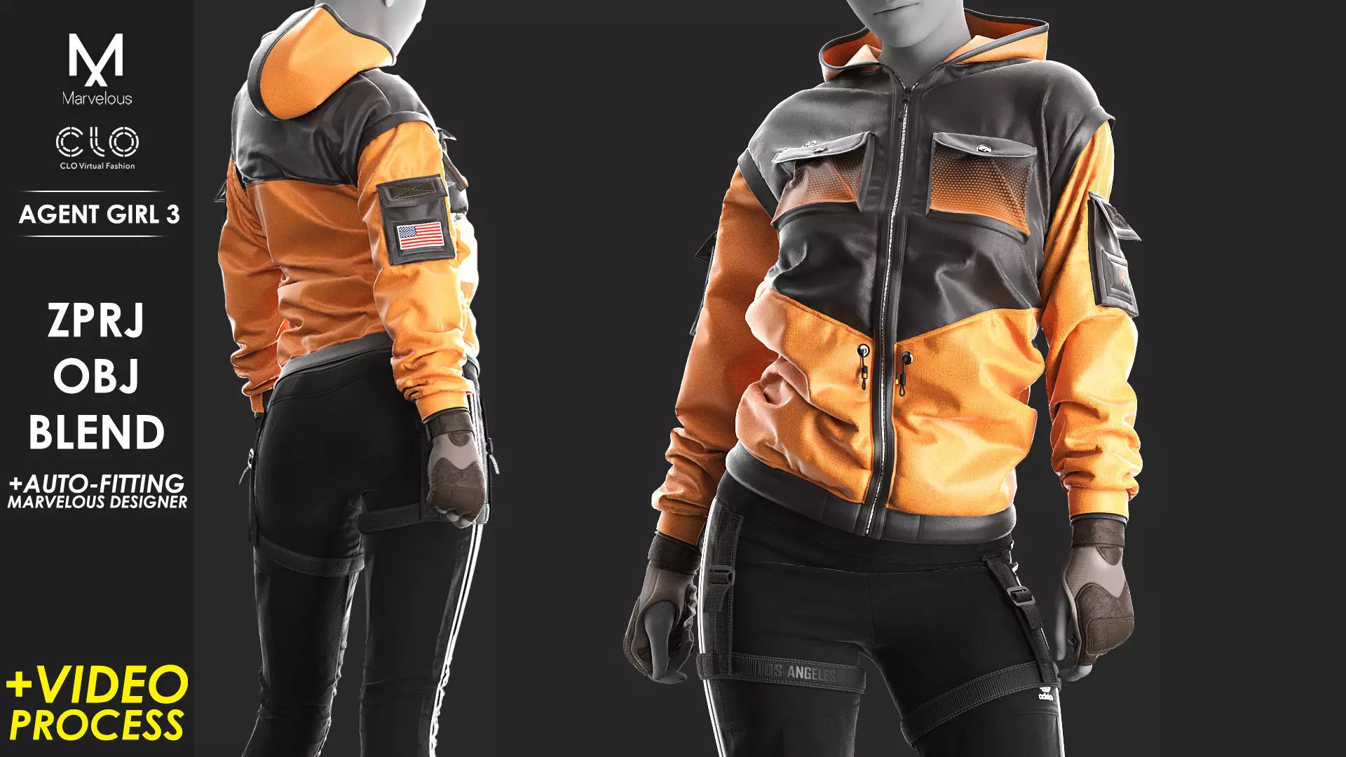 Agent Girl 3 - Marvelous Designer with Video Process 3D model