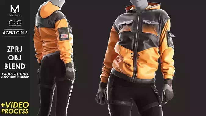 Agent Girl 3 - Marvelous Designer with Video Process 3D model