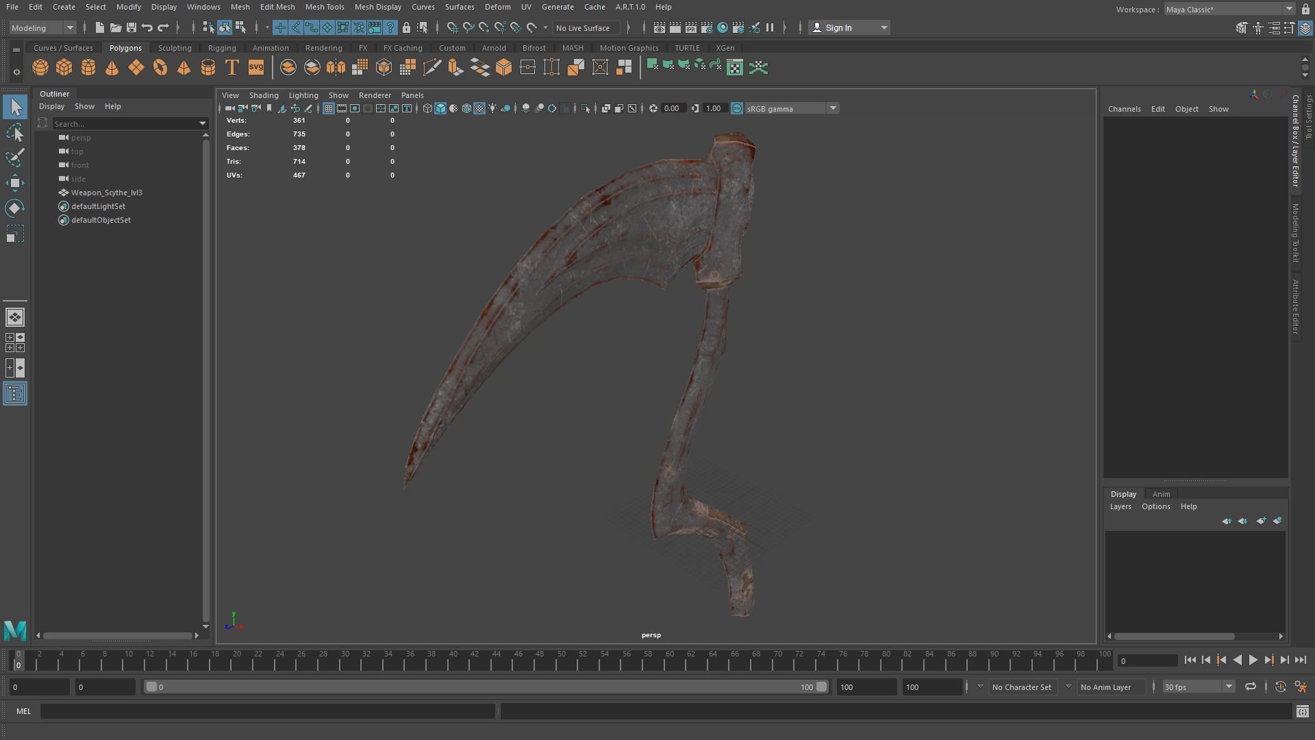 Lowpoly Weapon Scythe Level 3 - Game Ready - Textured PBR Low-poly 3D model_4