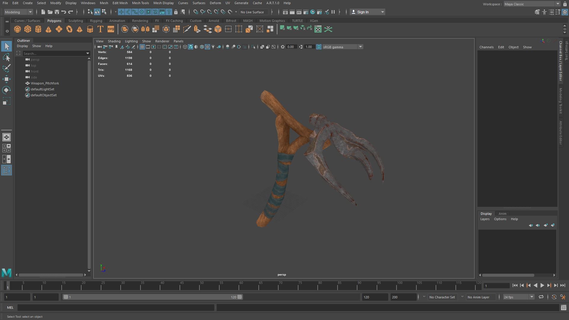 Lowpoly Weapon Pitchfork - Game Ready - Textured PBR Low-poly 3D model_4