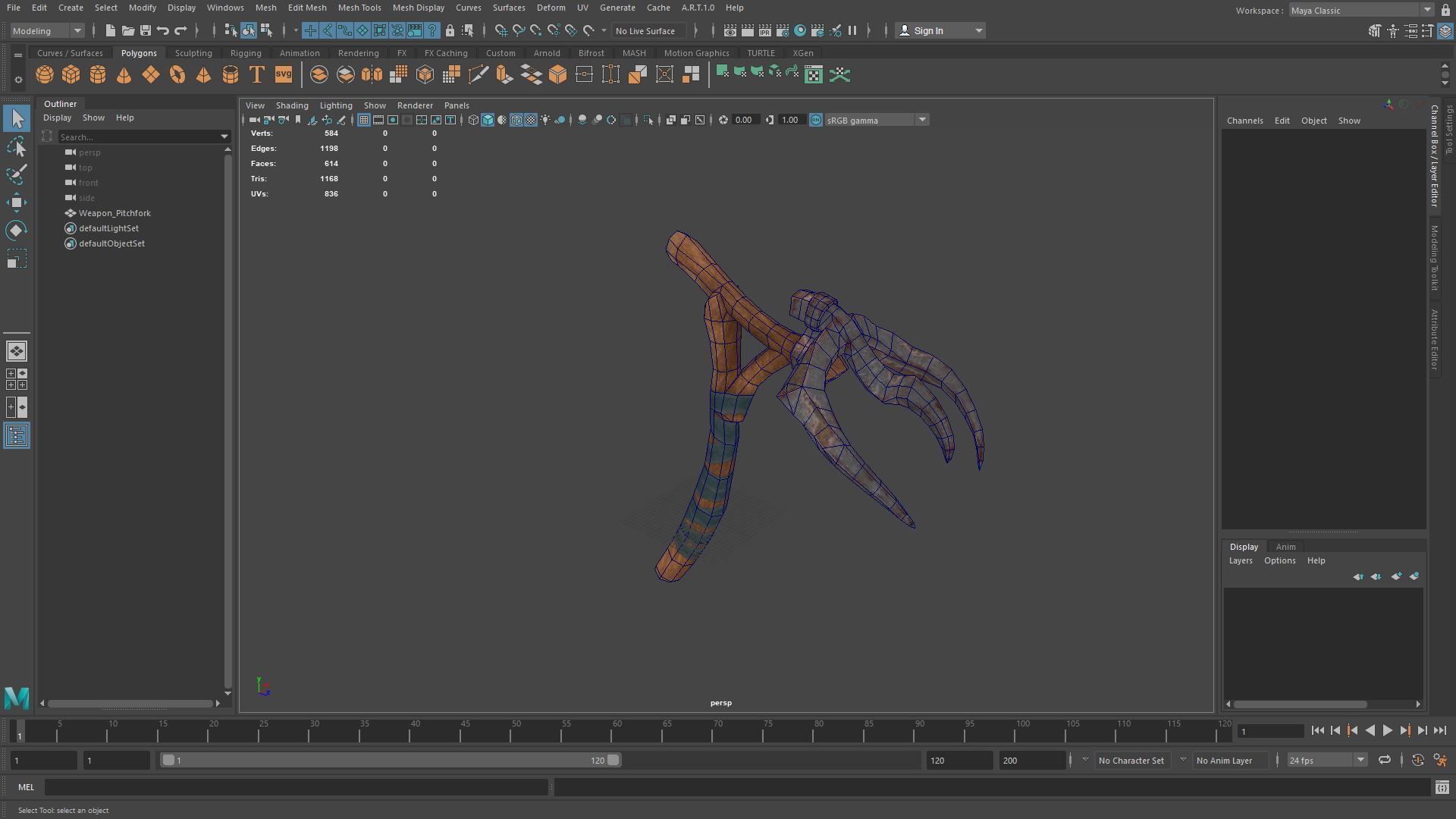 Lowpoly Weapon Pitchfork - Game Ready - Textured PBR Low-poly 3D model_3