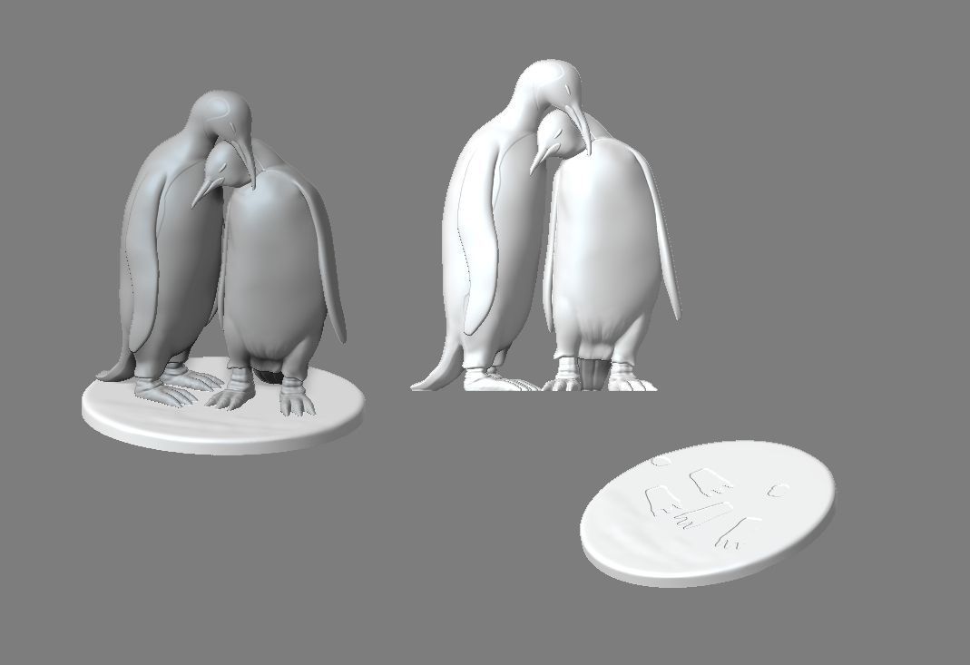 Penguins couple  3D print model_3