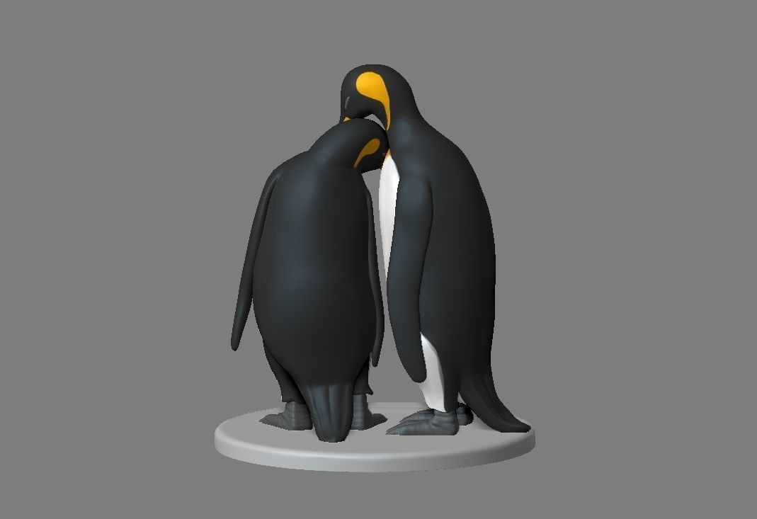 Penguins couple  3D print model_2