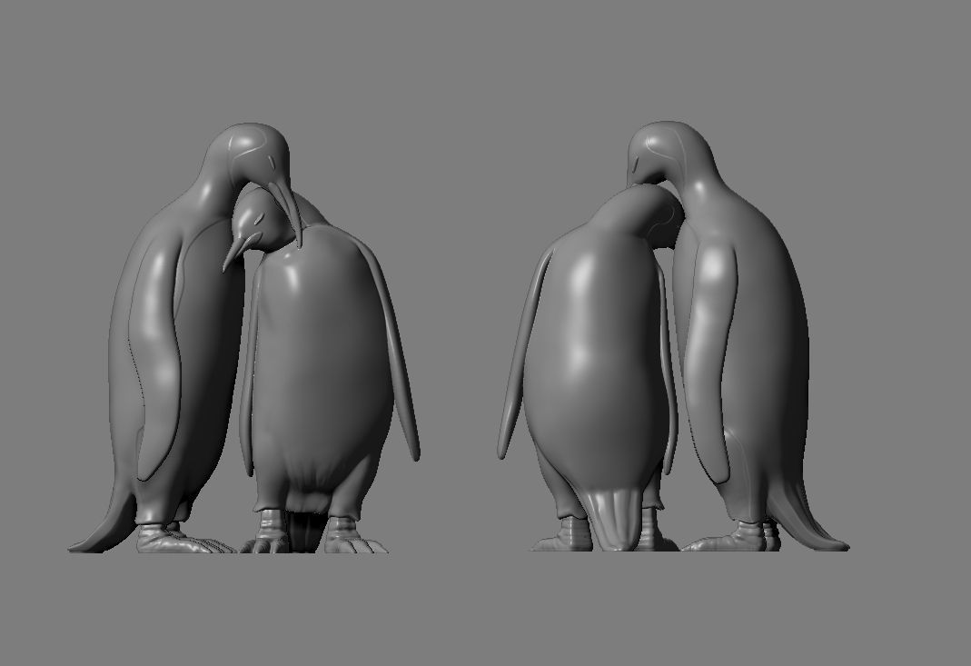 Penguins couple  3D print model_4