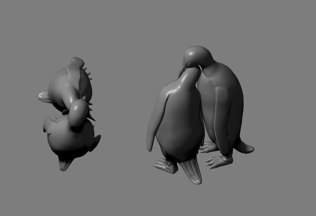 Penguins couple  3D print model_6