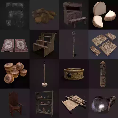 Medieval Prop Mix Seventeen 3D Model Collection