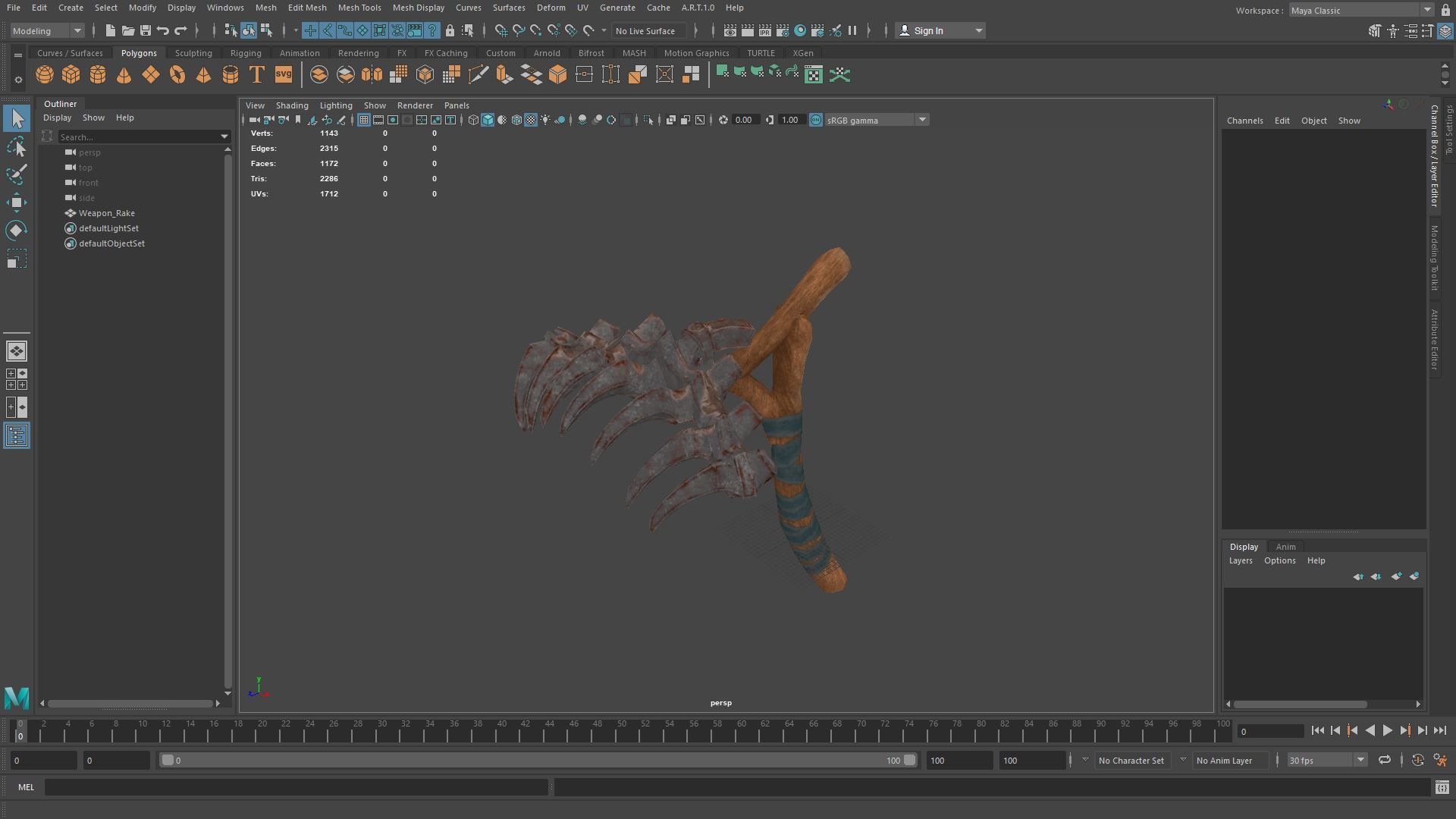 Lowpoly Weapon Rake - Game Ready - Textured PBR Low-poly 3D model_4