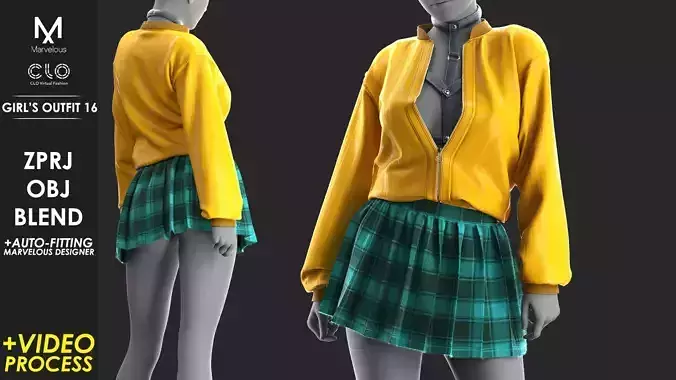 Girls Outfit 16 - Marvelous - CLO Project file - Video Process