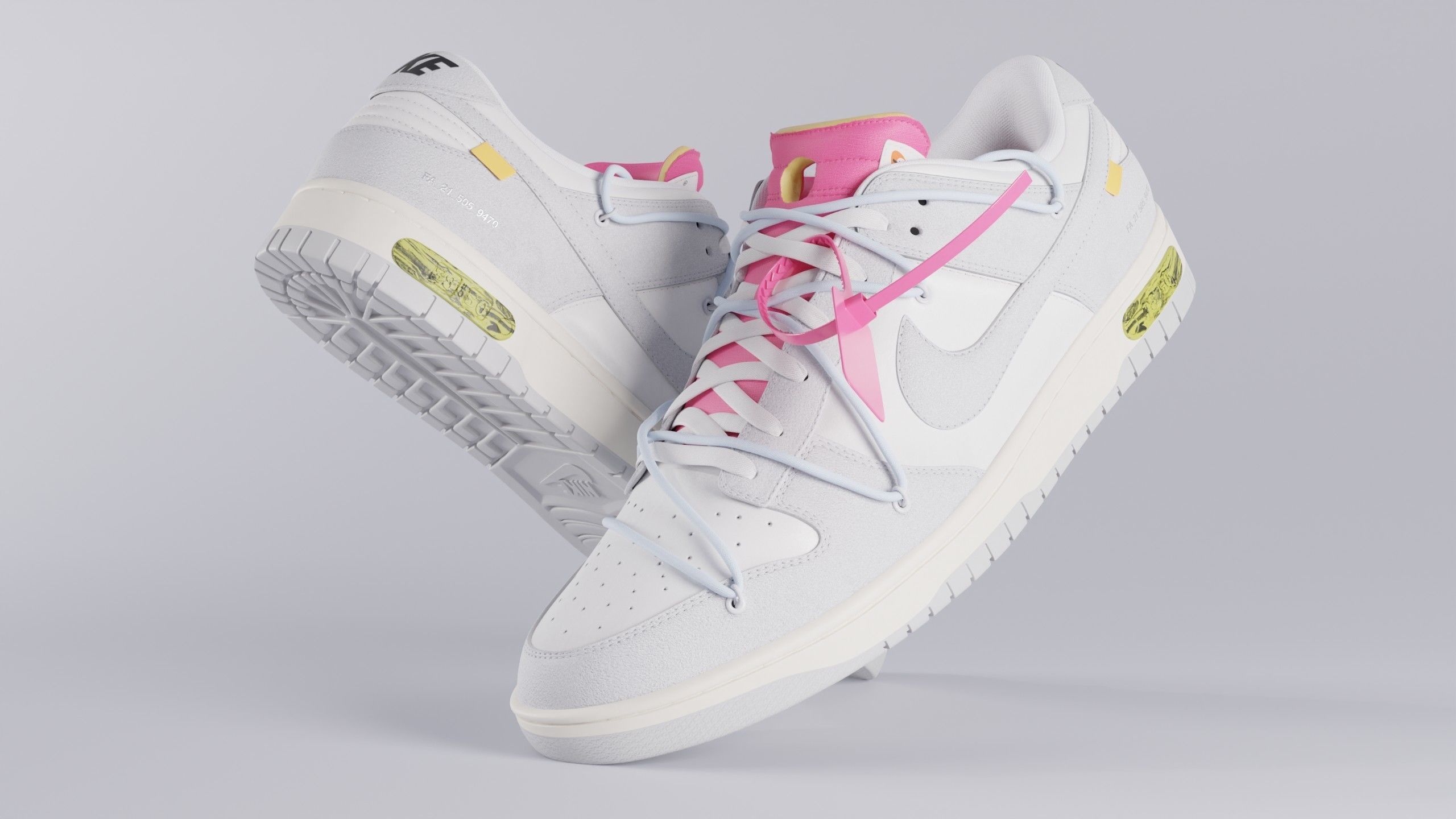 3D model Nike Dunk x Off White Lot 38 VR / AR / low-poly 