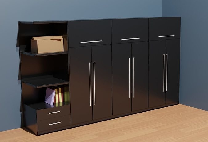 Cupboard cabinet with drawers and shelves Free 3D model