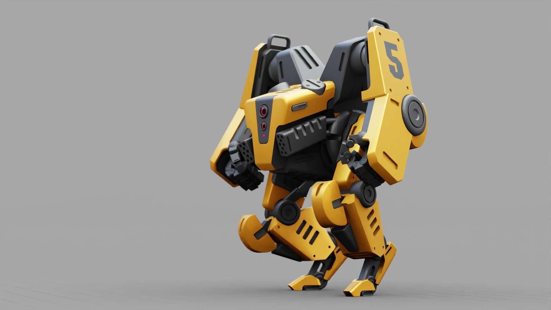 COMBAT DROID ONYX RIGGED 3D model_2