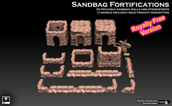 Sandbag Fortifications ROYALTY FREE VERSION 3D print model