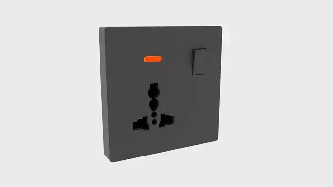 Single Socket Switch Black with Red LED Light Indicator