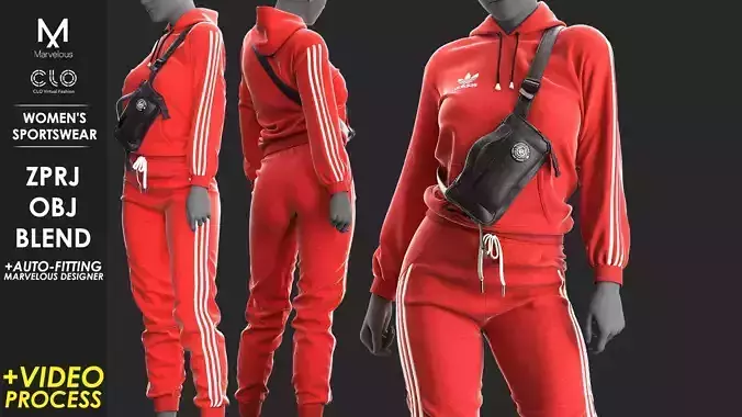 Womens Sportswear - Marvelous Designer with Video Process 3D model
