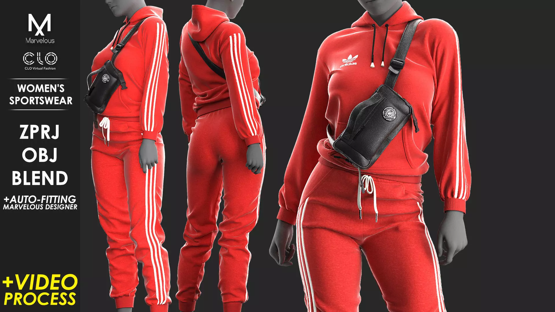 Womens Sportswear - Marvelous Designer with Video Process 3D model