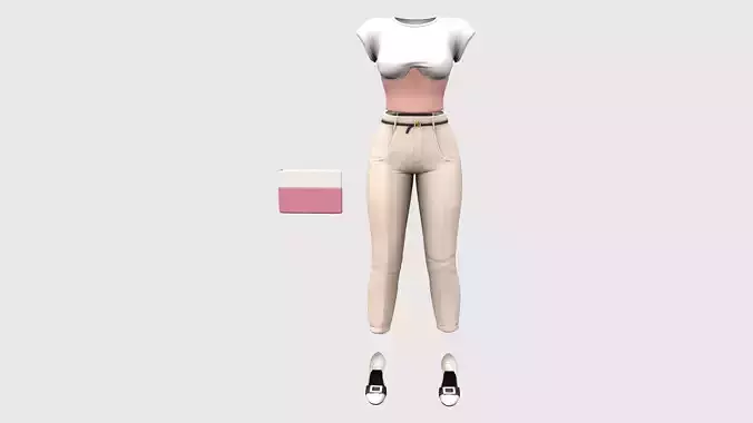 Stylish Beige Summer Outfit Tshirt Capri Pants Purse Heels