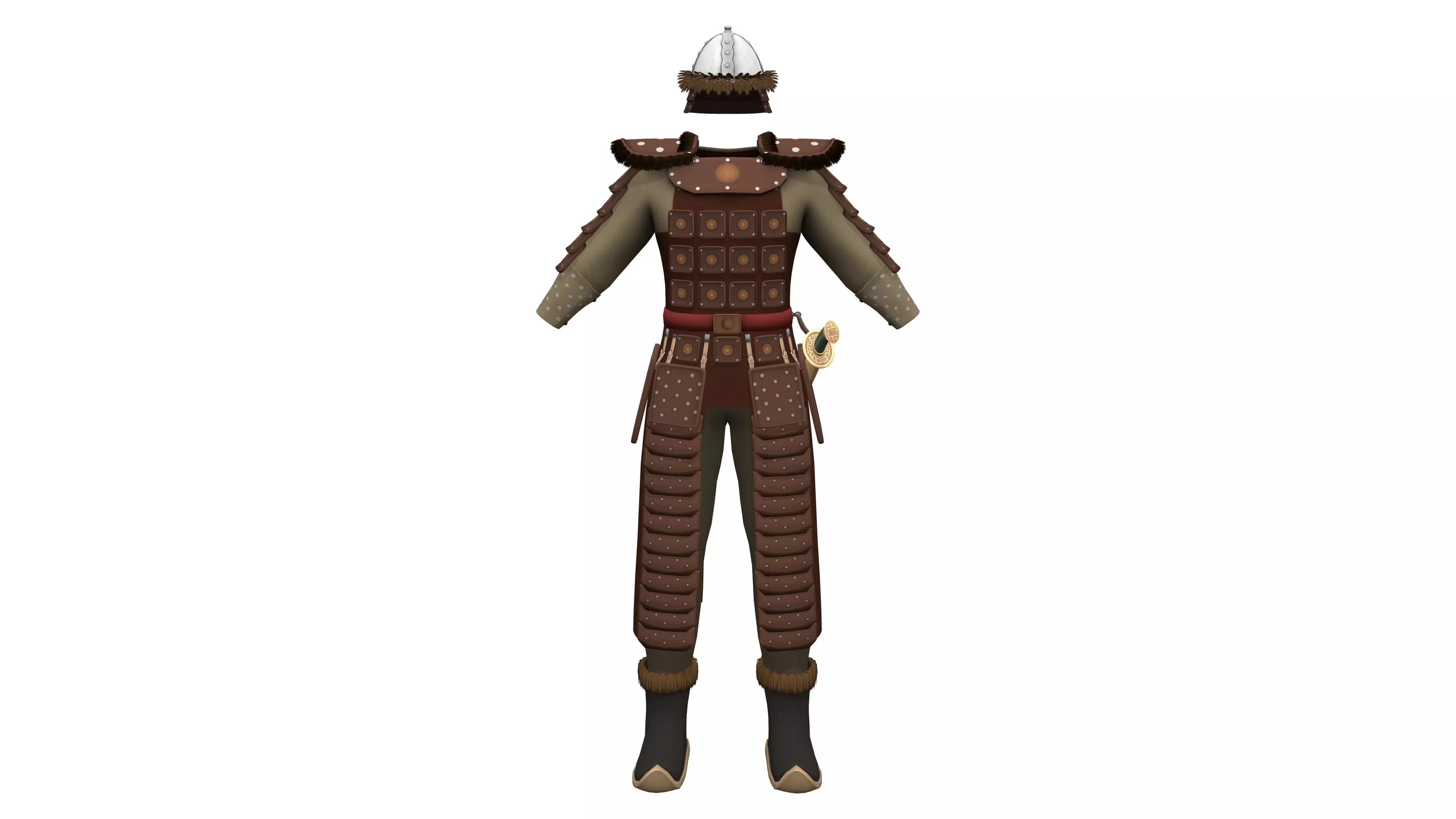 Full Mongol Warrior Costume Outfit Low-poly 3D model