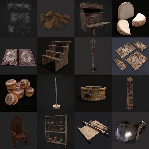 Medieval Prop Mix Nineteen 3D Model Pack 7