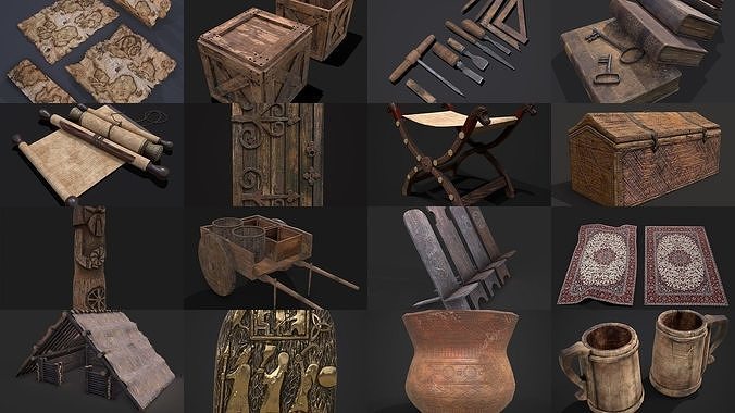 Medieval Prop Mix Nineteen 3D Model Pack 4