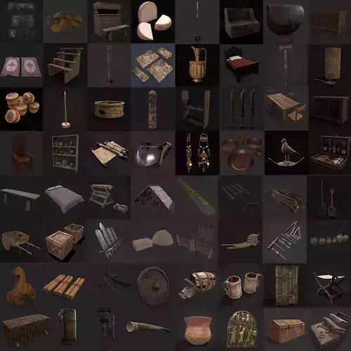 Medieval Prop Mix Nineteen 3D Model Collection