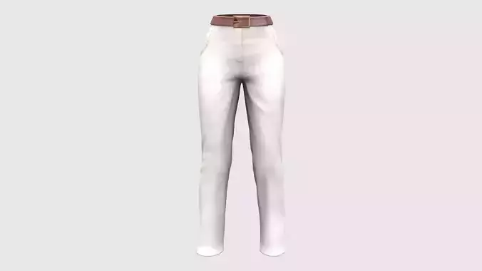 High Waist Beige Pants Trousers With Belt