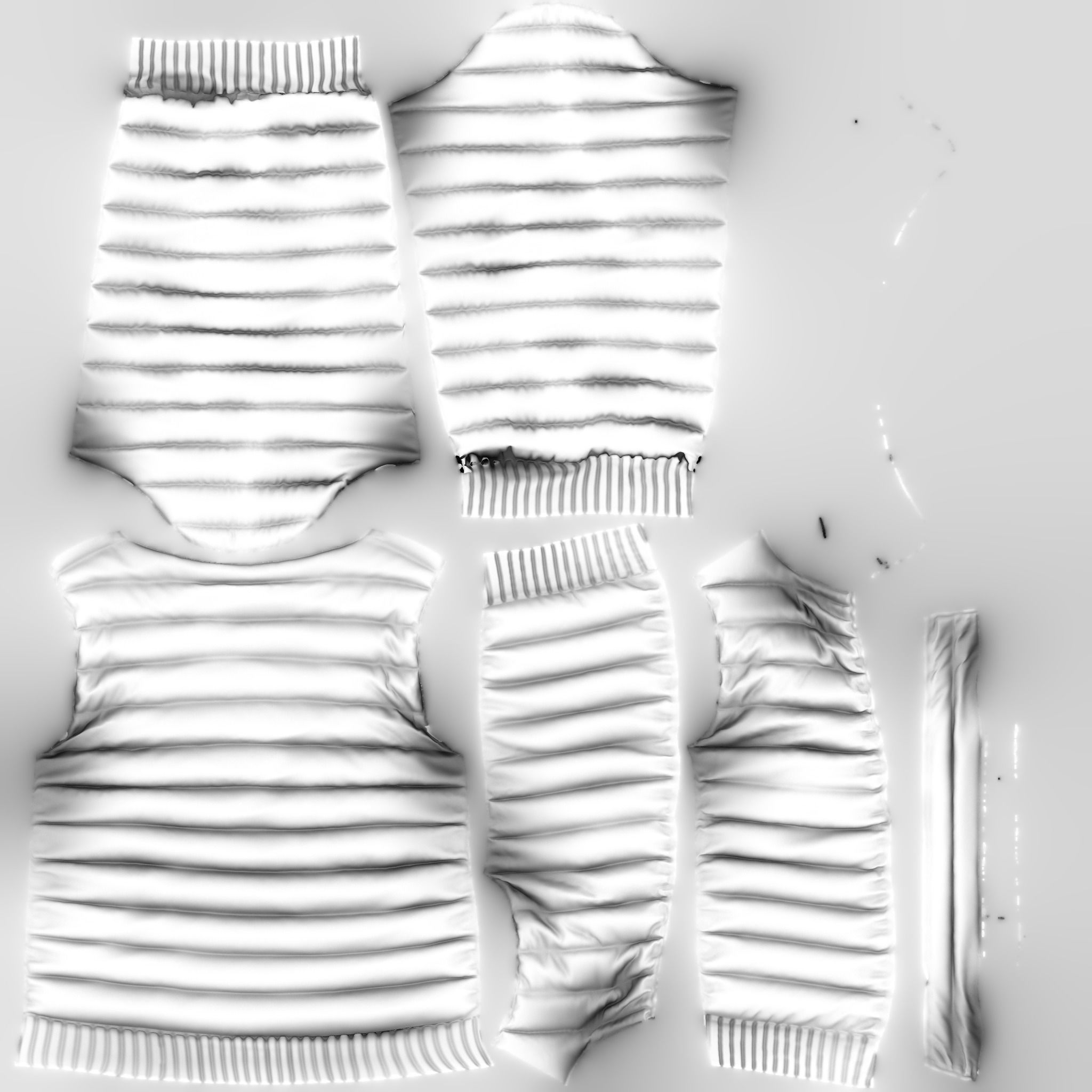 Open Front Shiny Black Padded Jacket Low-poly 3D model_12