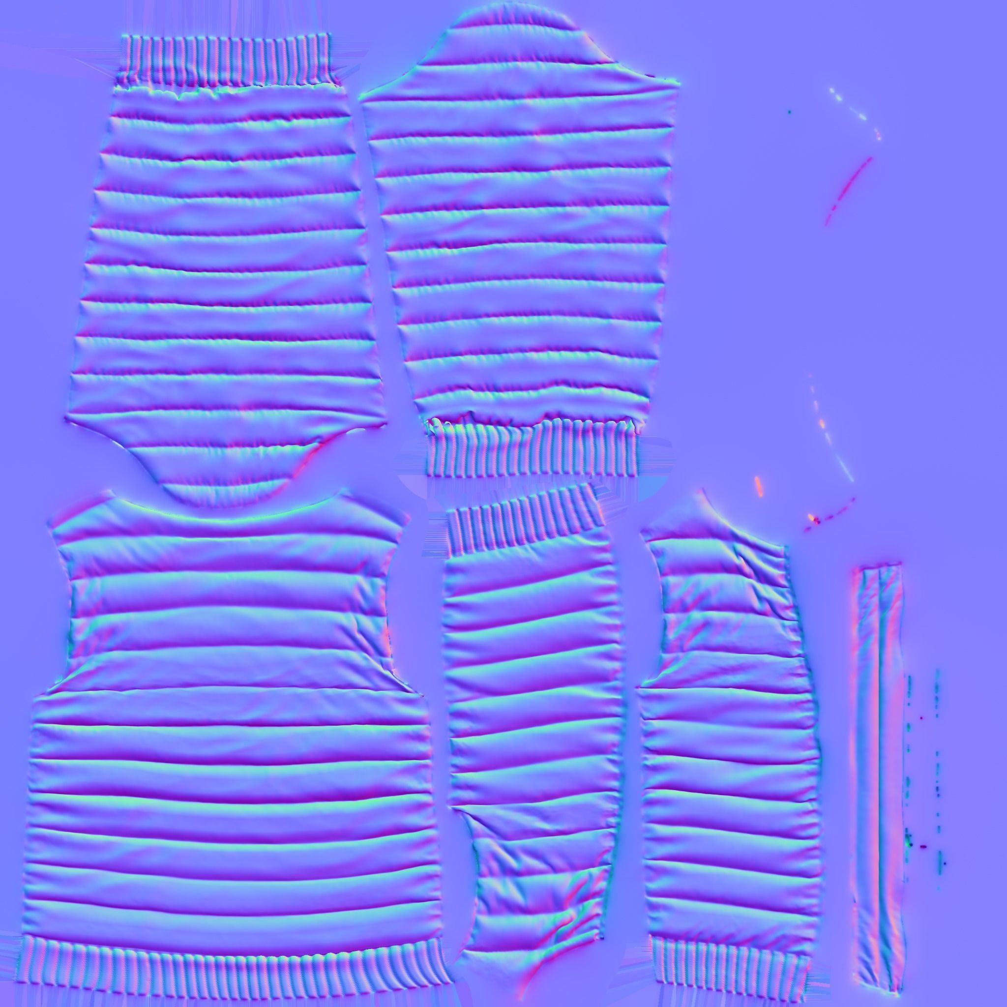 Open Front Shiny Black Padded Jacket Low-poly 3D model_10