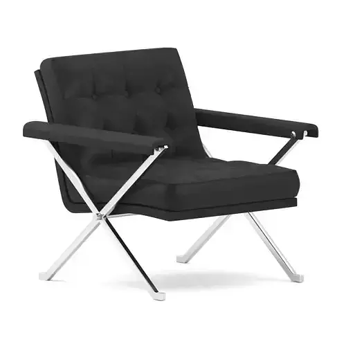 CONSTANZE leather lounge chair with chrome legs
