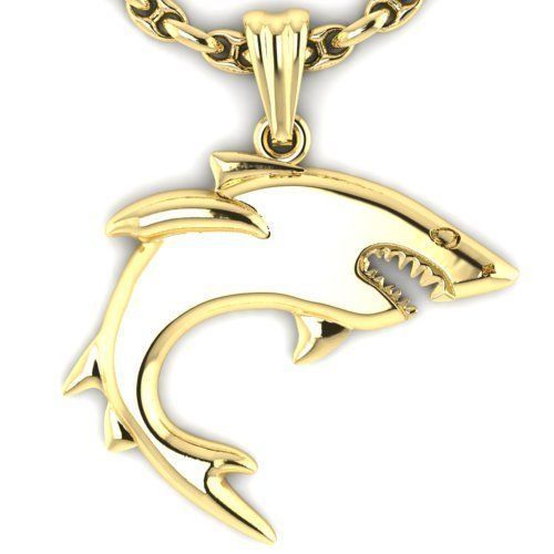 pendant Shark with chain 3D print model_2