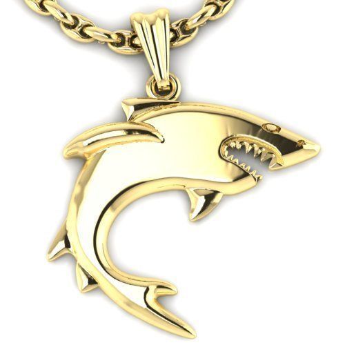 pendant Shark with chain 3D print model_1