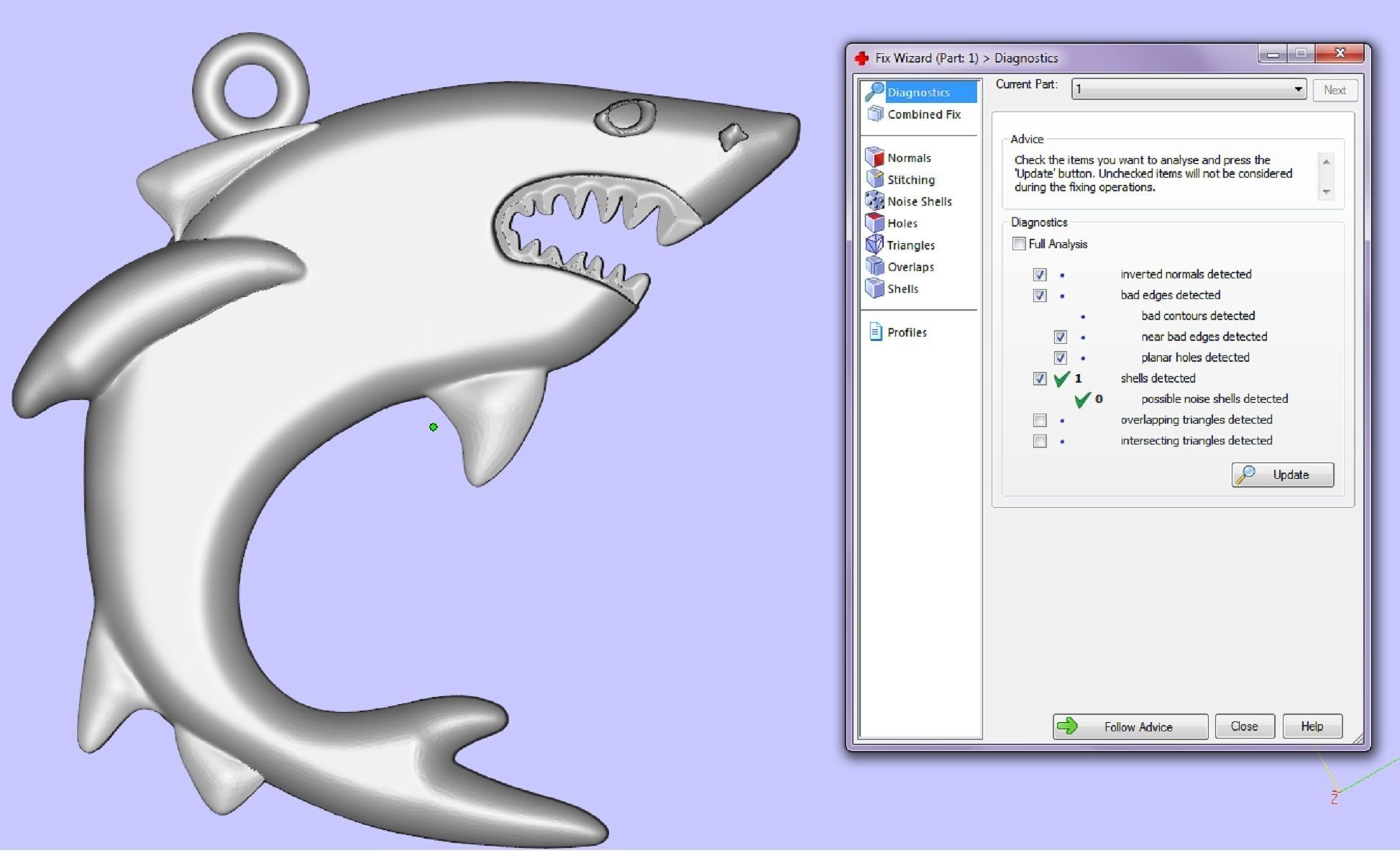 pendant Shark with chain 3D print model_7