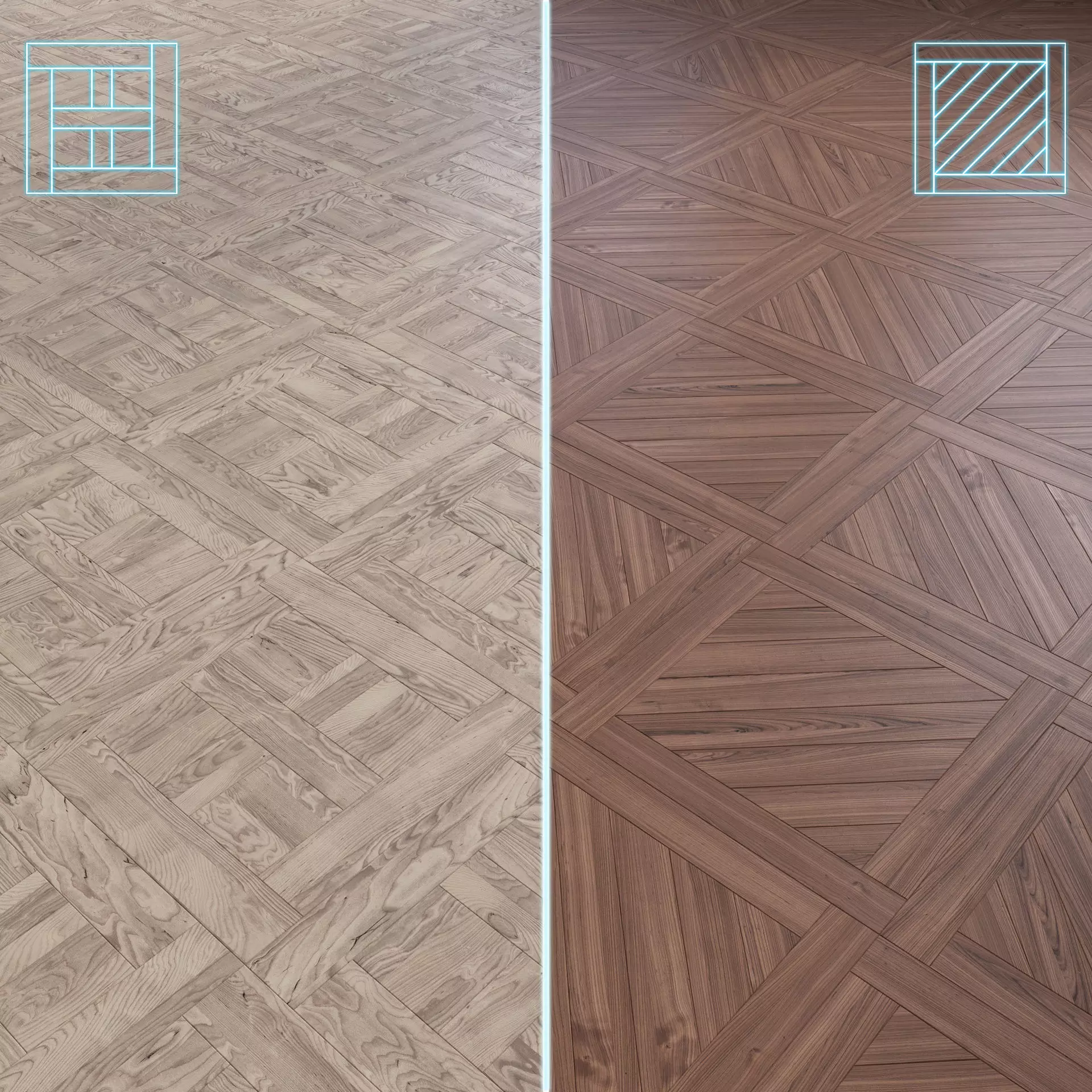 Parquet - Laminate - Wooden floor 2 in 1 Low-poly 3D model_0