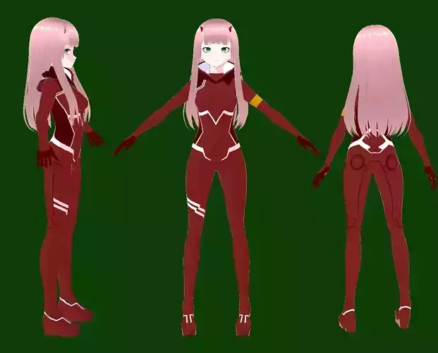 Vroid 3D anime character Model  zero two 