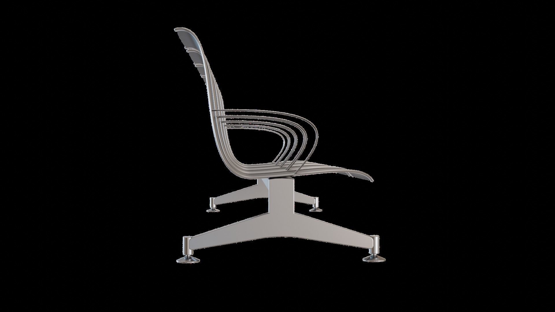 Airport Bench Seat 3D model_4