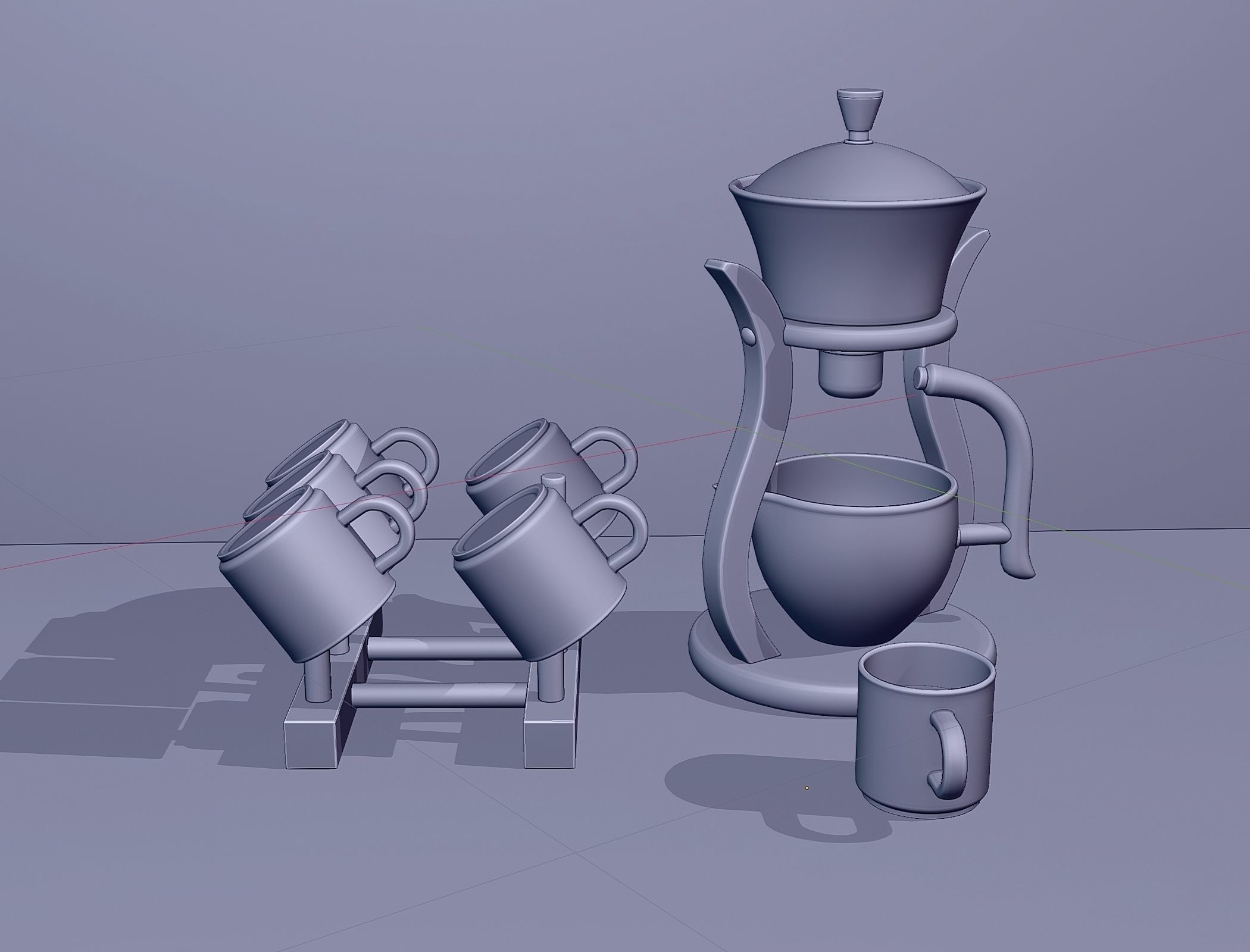 Tea set with magnetic mechanism 3D model_4