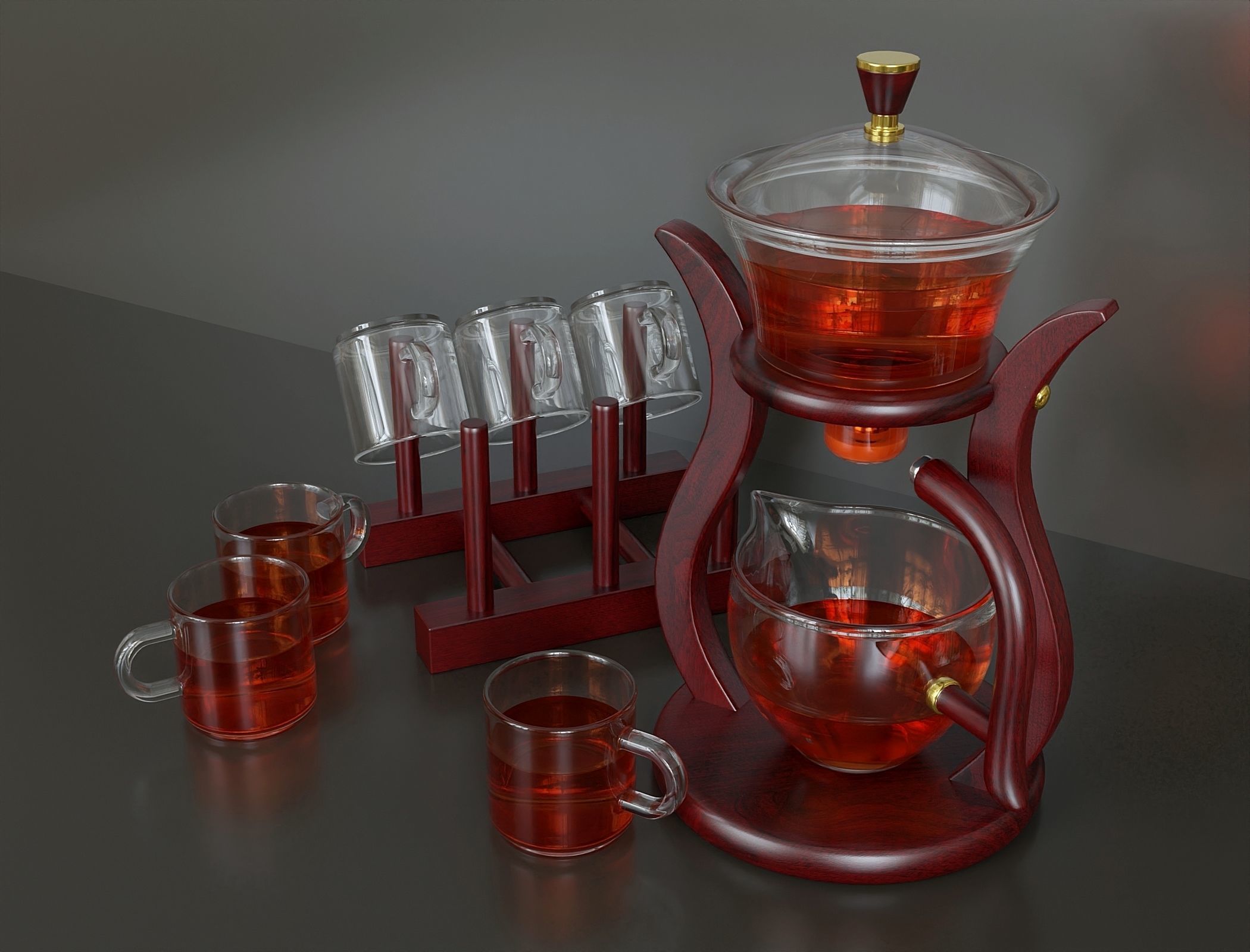 Tea set with magnetic mechanism 3D model_2